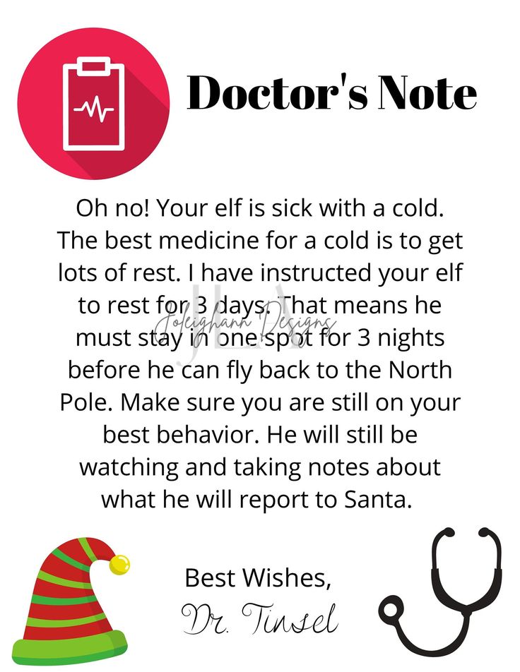 a doctor's note with an image of a hat and stethoscope