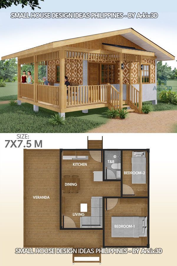 the floor plan for a small house with two levels and three bedroom, one living area