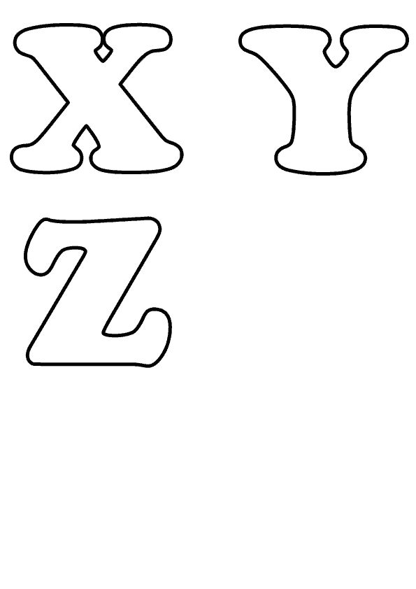 the letters x, y and z are outlined in black ink