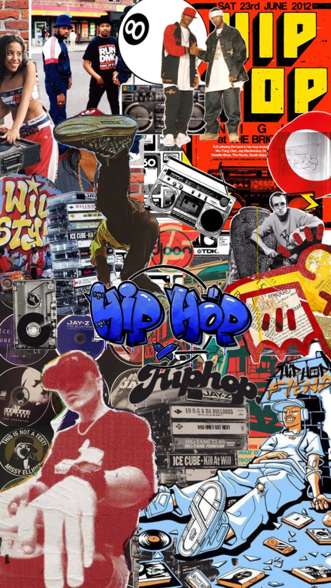 a collage of various stickers and pictures with the words hip hop on them