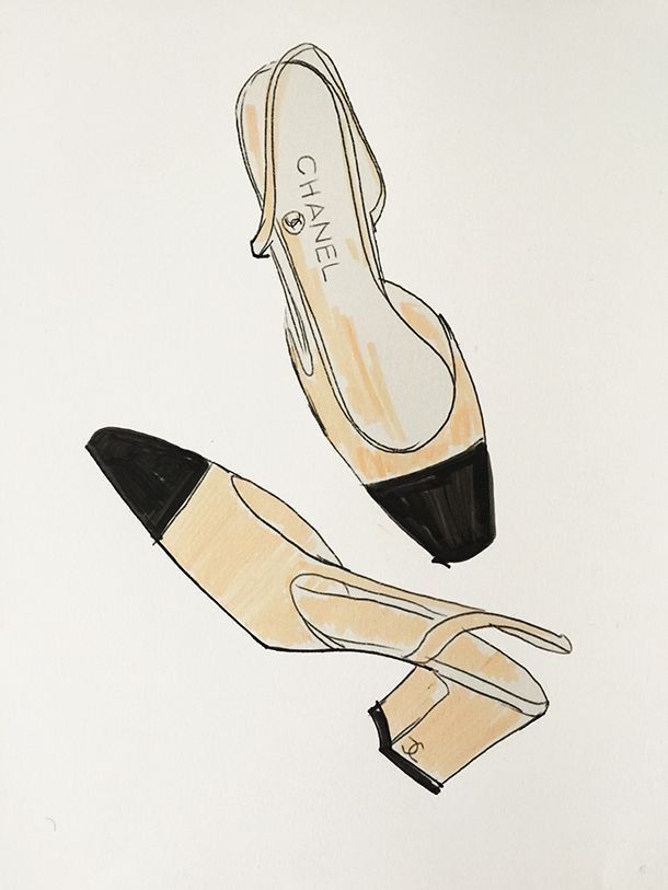 a drawing of a pair of shoes with heels