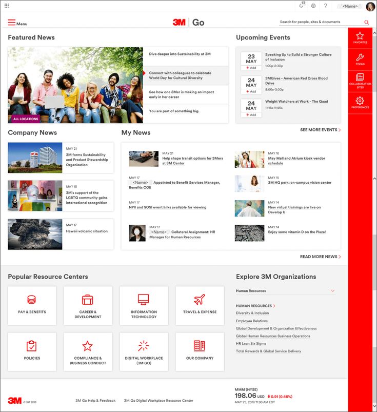 the red and white website design is displayed on a computer screen, with several images in it