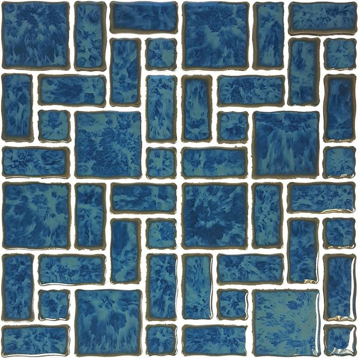 a blue and white tile pattern with square tiles on it's sides, all in different colors