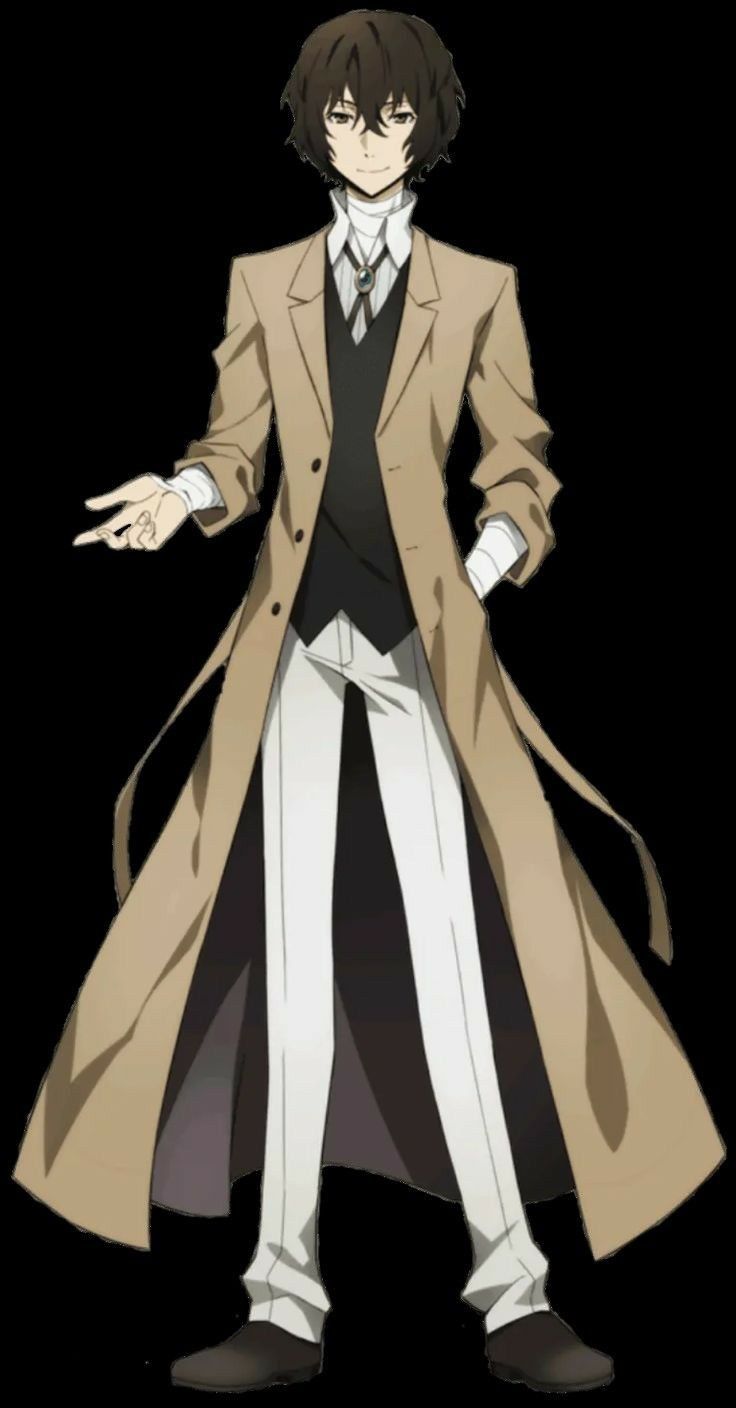 an anime character in a trench coat and tie