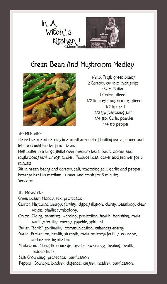 the recipe for green bean and mushroom medley is shown in black and white with an image of