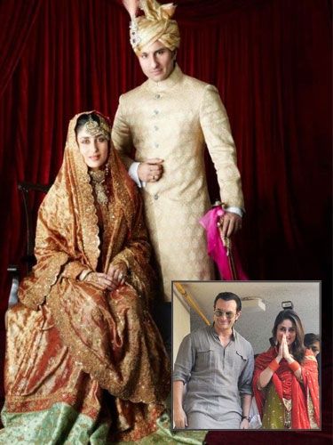 Kareena Kapoor Khan: Uncensored and Unplugged! - When her wedding turned into a media circus Kareena Kapoor Wedding Dress, Kareena Kapoor Wedding, Wallpapers Birthday, Interfaith Marriage, Saif Ali Khan, Bollywood Couples, Amrita Singh, Orange Outfit, Bollywood Wedding