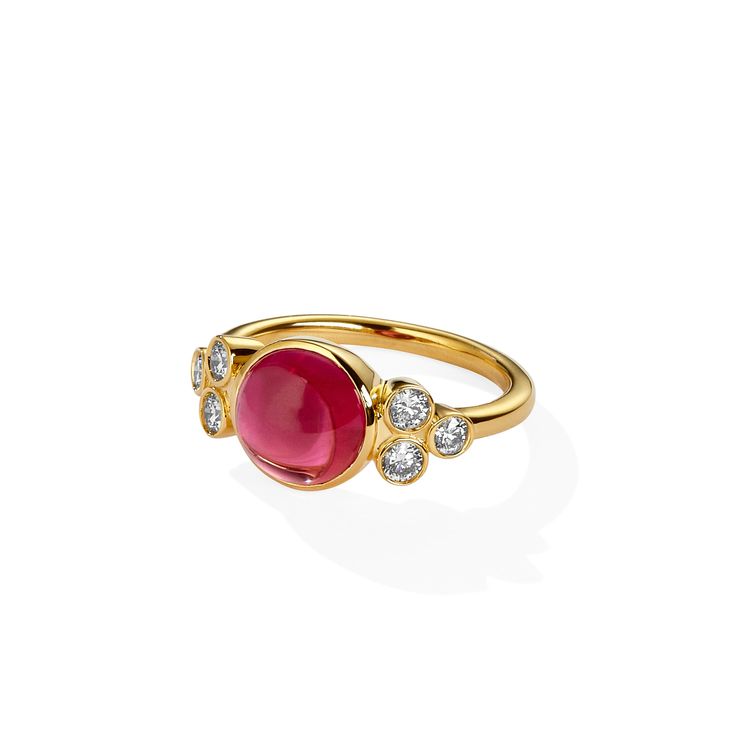 Mogul Rubellite Cabochon Ring Luxury Yellow Gold Cabochon Diamond Ring, Formal Yellow Gold Cabochons With Bezel Setting, Yellow Gold Diamond Cabochons Fine Jewelry, Formal Round Cabochon Diamond Ring, Formal Cabochon Diamond Ring, Formal Yellow Gold Oval Cabochon Diamond Ring, Formal Yellow Gold Round Cabochons, Classic Yellow Gold Gemstone Cabochons, Yellow Gold Gemstone Cabochons In Classic Style