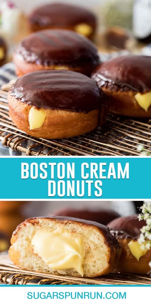 boston cream donuts with chocolate frosting and sprinkles