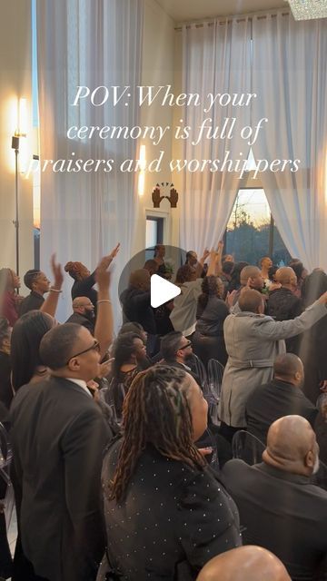 a group of people standing in front of a window with the words pow when your ceremony is still or raisers and worshipers