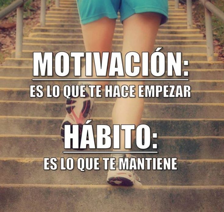 a person walking up some steps with the words motivvaccion es lo que te face empezar habito