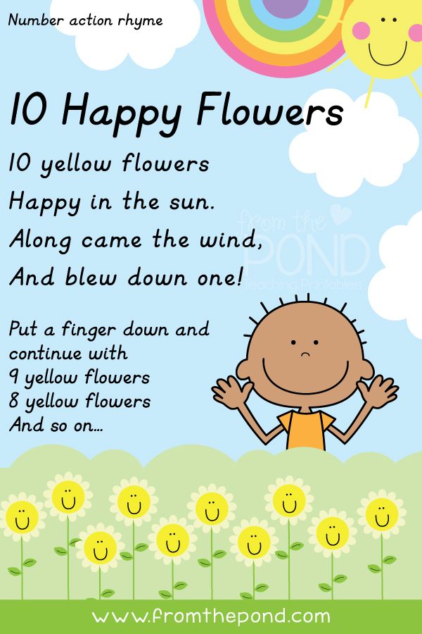 a poster with the words 10 happy flowers and an image of a boy in yellow