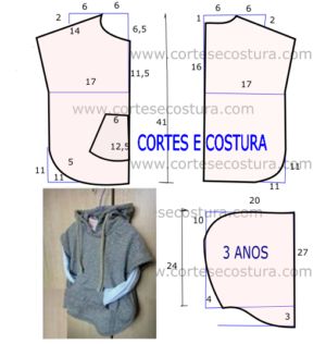 an image of the front and back of a hoodie with measurements for each piece