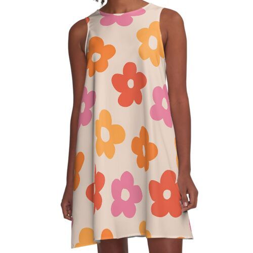 Loose-fit, mid-length sleeveless dress with silky handfeel. Printed on both sides. Machine washable. Size range XS-2XL. Retro 60s 70s Flowers Pattern #pattern #vintage retro,60s,70s,vintage,color pallete, 70s colors,vintage colors, fowers,floral,yellow,orange,pink,mid-century Retro A-line Sleeveless Dress, Retro Multicolor Sleeveless Dress For Spring, Pink Sleeveless Dress With Retro Print, Retro Beige A-line Dress, White Retro Sleeveless Spring Dress, 70s Inspired Sleeveless Dresses, Retro Sleeveless Dress With Floral Print For Spring, Retro Printed Midi Dress, Retro Printed Sleeveless Mini Dress