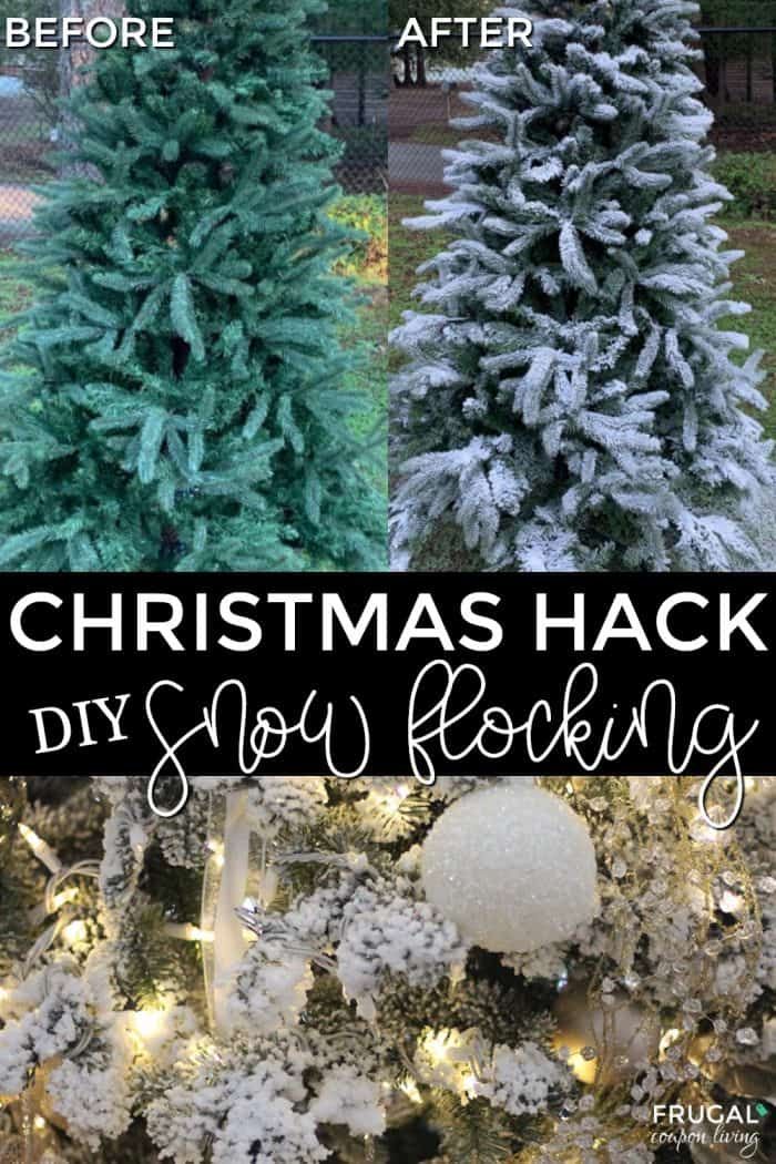 three different types of christmas trees with text overlay that says, christmas hack diy snow rocking