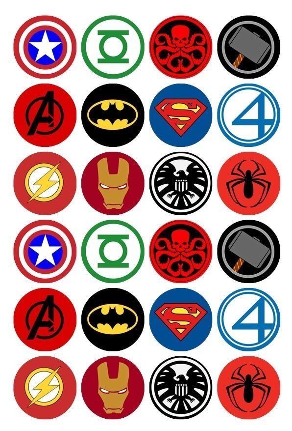 the avengers logos are all different colors and sizes