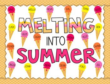 an ice cream poster with the words melting into summer