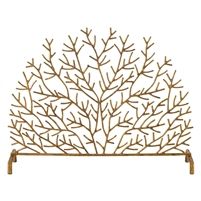 a metal shelf with a tree design on the top and bottom, against a white background