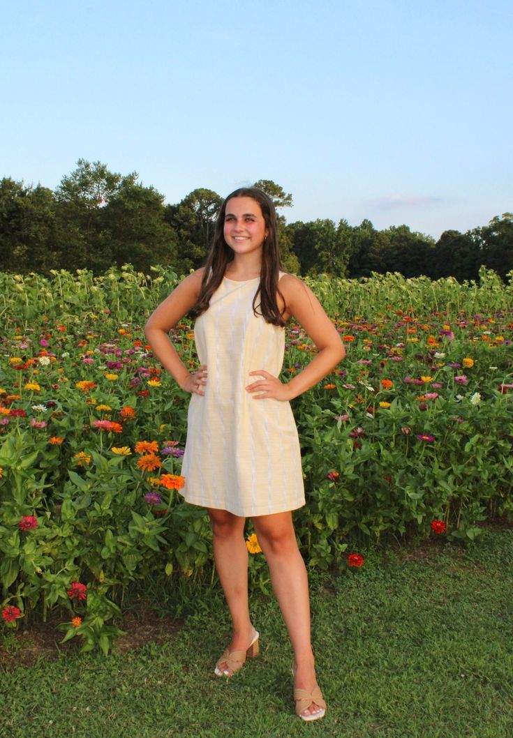 Get ready to slay the summer with the Abby Dress! This mini dress is made from a soft and breathable striped linen fabric, keeping you cool and stylish. With convenient side pockets, it's perfect for all your summer adventures. 95% Cotton, 5% Linen. Sizing: runs true to size; size chart included in the photos Cotton Mini Dress With Pockets For Vacation, Summer Mini Dress With Side Pockets, Summer Linen Mini Dress For Day Out, Linen Mini Sundress For Day Out, Spring Linen Sleeveless Dress For Day Out, Linen Mini Dress For Spring And Summer, Summer Beach Dress With Side Pockets, Summer Beach Dresses With Side Pockets, Summer Mini Dresses With Side Pockets