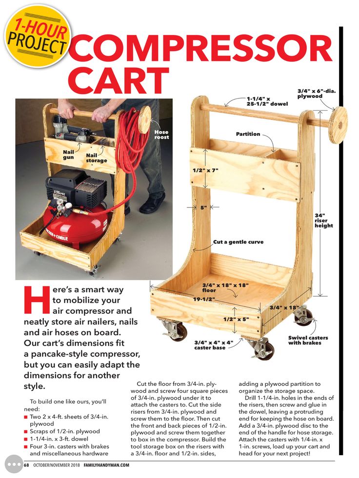 the instructions for how to build a compressor cart