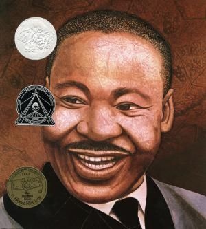 an image of martin luther king smiling with his face painted on the cover of a book