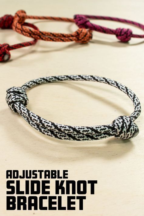 the adjustable slide knot bracelet is made from rope