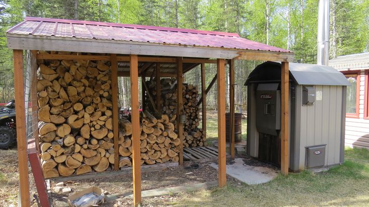 there is a shed that has logs in it