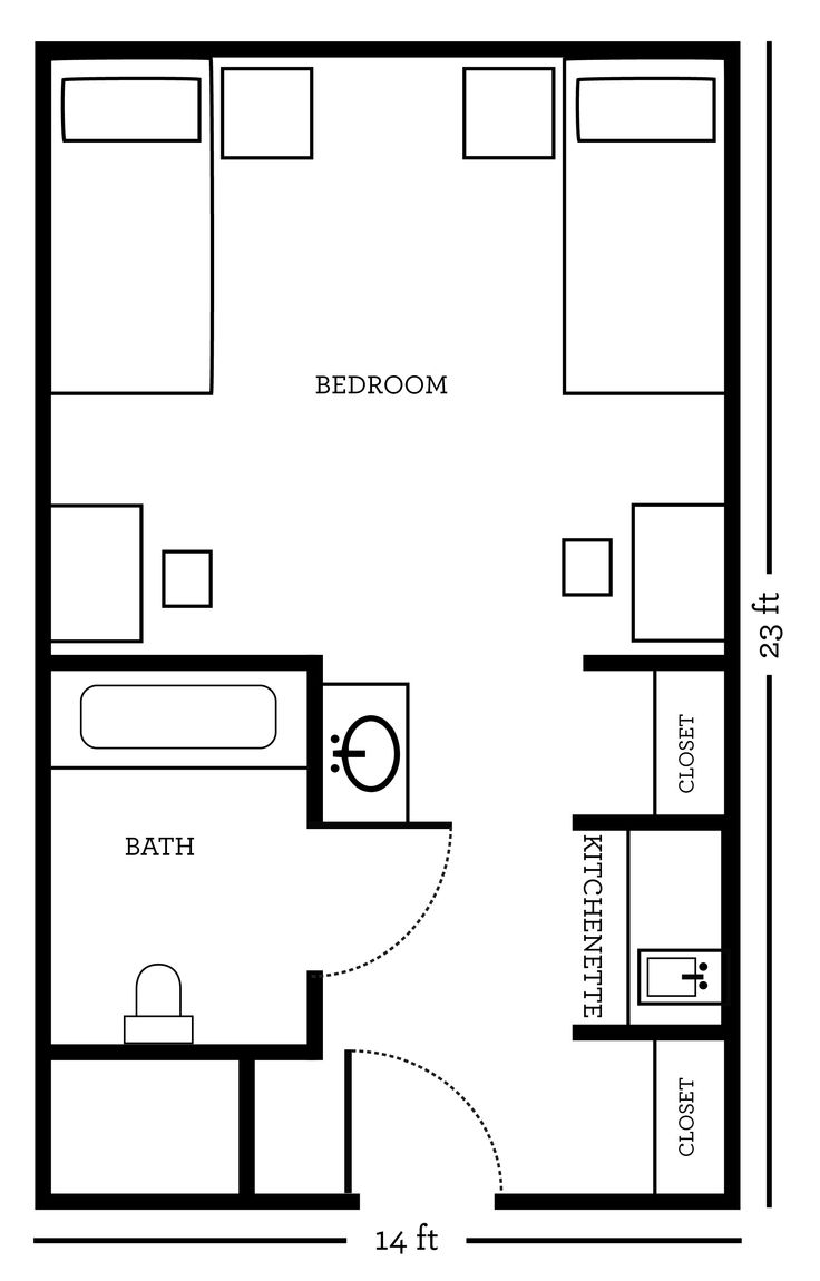 a floor plan for a bedroom and bathroom