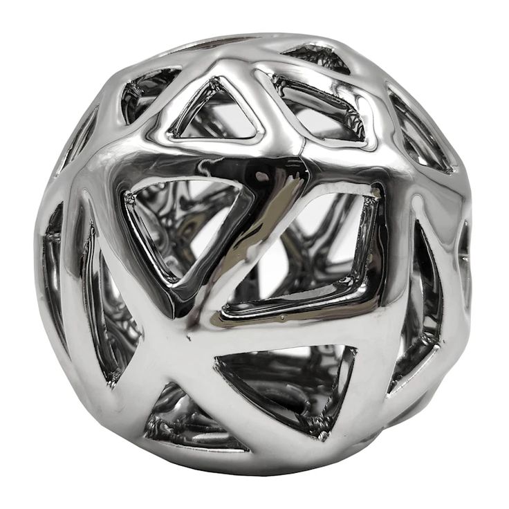 a silver ball with an intricate design on it