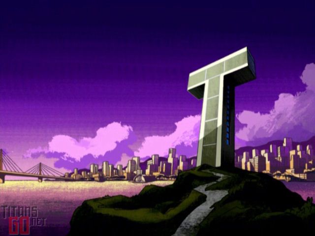 an animated image of a cross on top of a hill with a city in the background