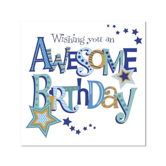 an awesome birthday card with stars and the words, wishing you an awesome birthday on it