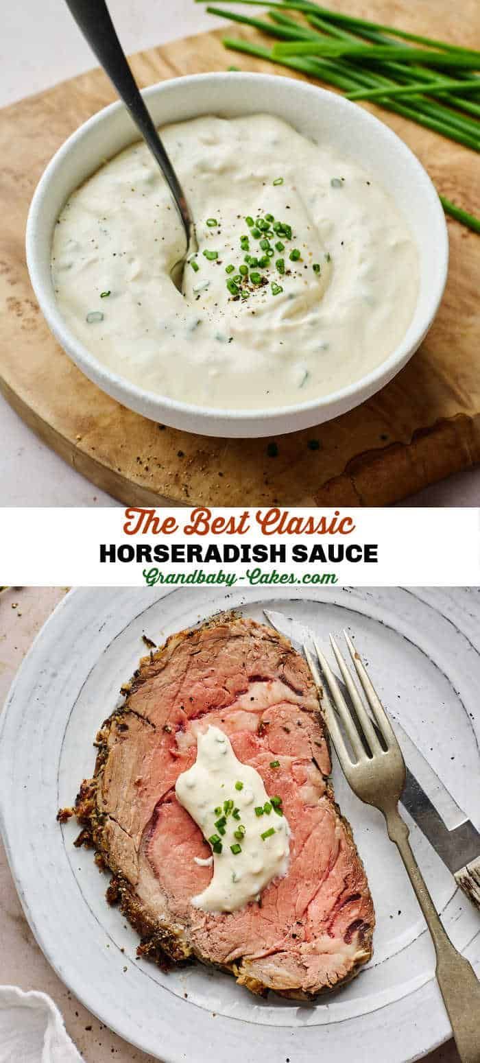 the best classic horseradish sauce is served in a bowl and on a plate