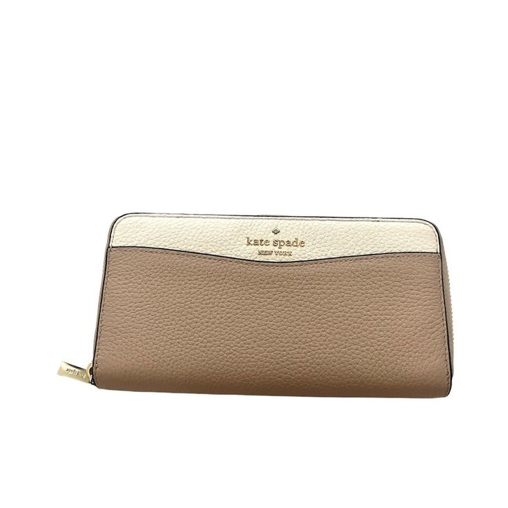 Kate Spade Leila Large Continental Wallet In Warm Beige 2 Tone . New With No Tags . 3.9" H X 7.7" W Pebbled Leather Ksny Metal Pinmount Logo Two Way Spade Jacquard Lining Interior: 12 Credit Card Slots, 2 Slip Pockets, Zip Coin Compartment, 3 Gusset Compartments Exterior: Slip Pocket On Front Zip Closure Cream Leather Bifold Wallet, Cream Leather Wallets With Card Slots, Beige Leather Wallet With Interior Card Slots, Cream Leather Wallets For Everyday Use, Classic Beige Leather Wallet, Kate Spade Brown Rectangular Wallets, Luxury Beige Wallet For Everyday Use, Luxury Everyday Beige Wallets, Luxury Beige Everyday Wallet