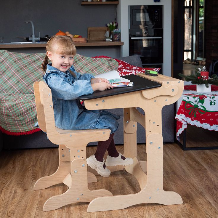 Toddler Desk And Chair, White Kids Desk, Study Items, Kids Writing Desk, Toddler Desk, Natural Wood Desk, Wooden Writing Desk, Kids Desks, Childrens Desk