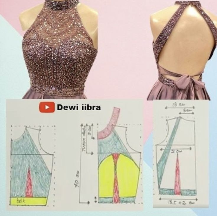 two dresses are shown with the same pattern on them, and one has a halter top