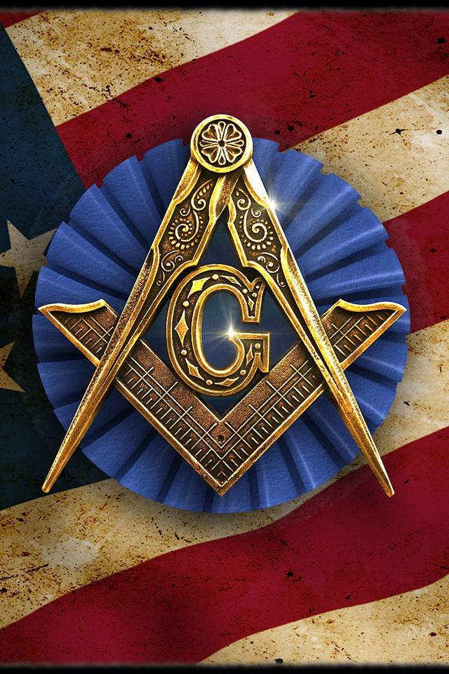 the masonic symbol is displayed on top of an american flag background with stars and stripes