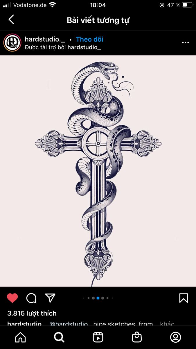 an image of a cross with snakes on it and the words, i love you