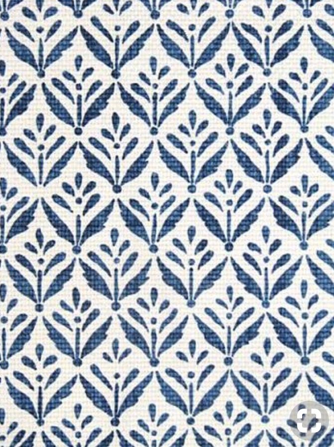 a blue and white pattern on fabric