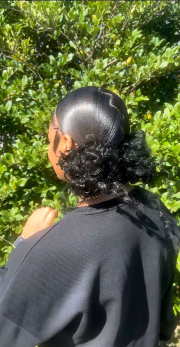 2 Buns Hairstyle Black Weave, Fly Girl Hairstyle, Two Low Curly Buns With Weave, Messy Bun Weave Hairstyles, Slick Back Buns With Weave, 2 Low Curly Buns, 2 Back Buns, Two Messy Buns Hairstyle Black, 2 Messy Buns Black Women