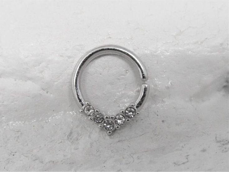 Daith Piercing 5cz Bendable Ring..16g..8mm | Etsy Silver Hoop Septum Ring For Anniversary, Silver Septum Ring With Prong Setting, Anniversary Silver Nose Ring With Prong Setting, Silver Internally Threaded Rings For Anniversary, Nose Rings Studs, Daith Jewelry, Smiley Piercing, Cute Ear Piercings, Daith Piercing