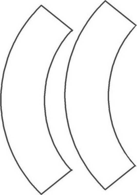 three curved shapes are shown in black and white