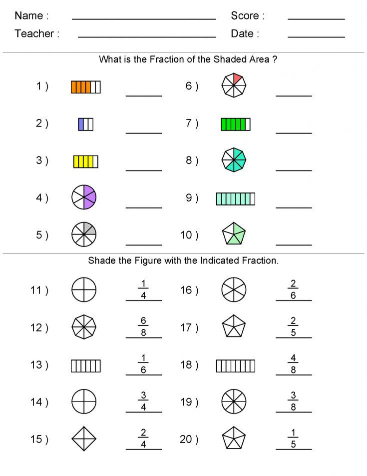 fraction worksheet for grade 1 students to practice fraction numbers and fraction additions