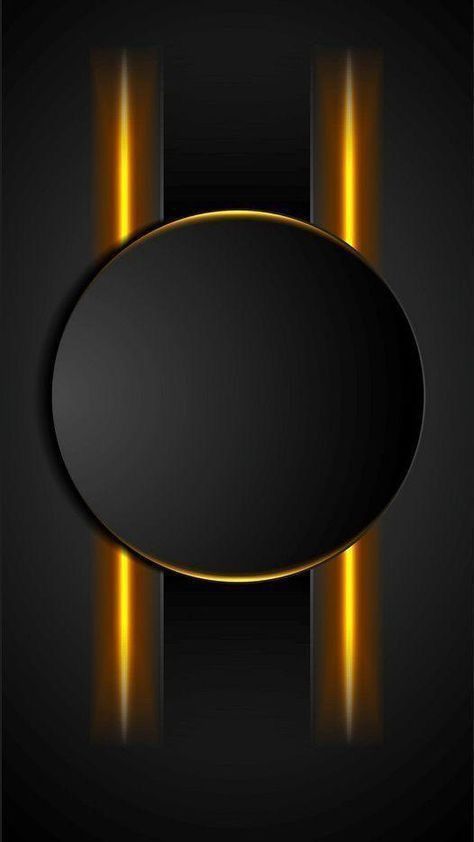 an abstract black background with gold stripes and a round frame in the center, on a dark