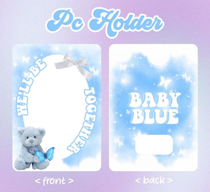 there is a baby blue tag with a teddy bear on it and the words do holder