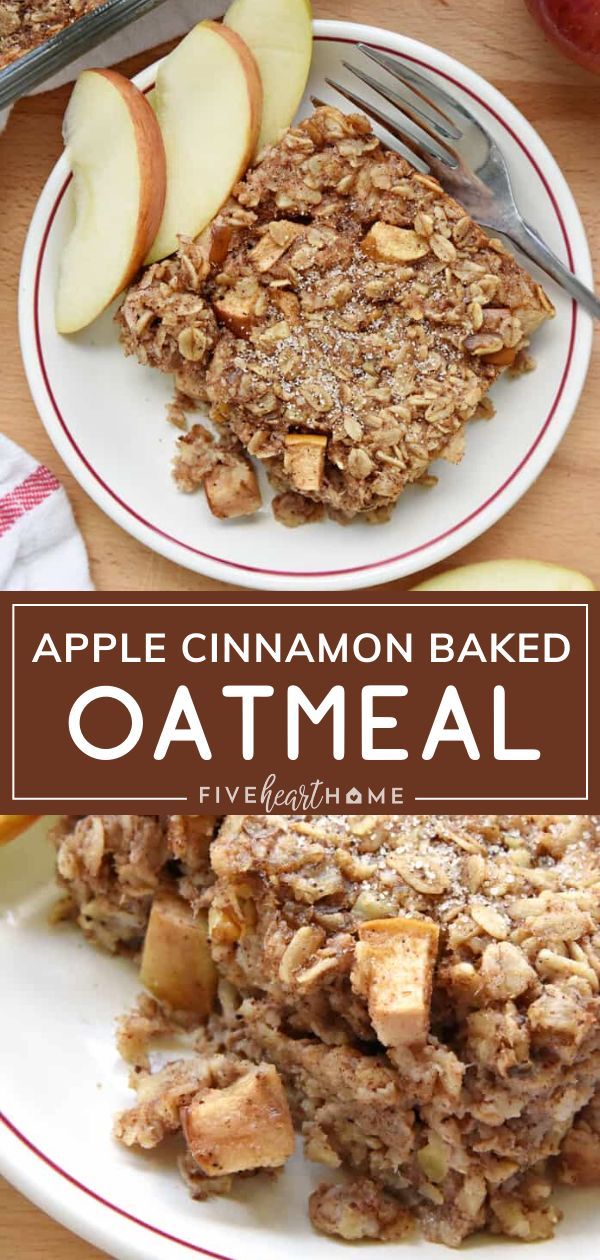 an apple cinnamon baked oatmeal on a plate