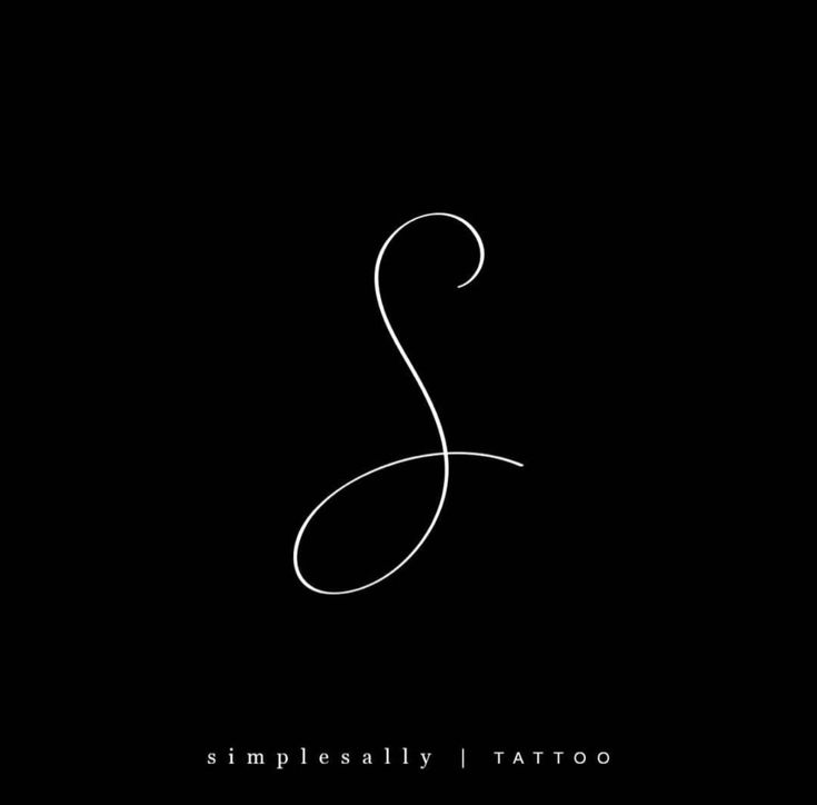 the letter s is made up of thin lines on a black background with white lettering