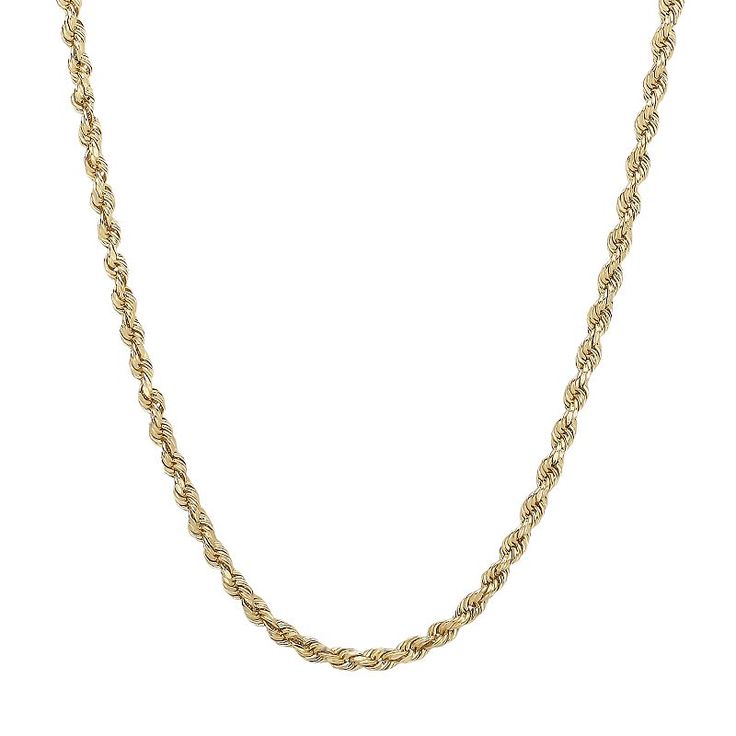 "Make a sensational style statement when you wear this 14k gold rope chain. Type: hollow rope Width: 2.42mmWeight: 2.4 gramsClasp: lobster-claw Metal: 14k gold Size: 18"". Gender: female. Age Group: adult." Gold Rope Chains, Rope Chain Necklace, Classic Necklace, Rope Design, Rope Necklace, Gold Chain Necklace, Silver Chain Necklace, Style Statement, Rope Chain