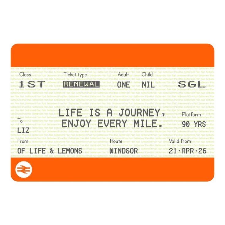 an orange and white ticket with the words life is a journey, enjoy every mile