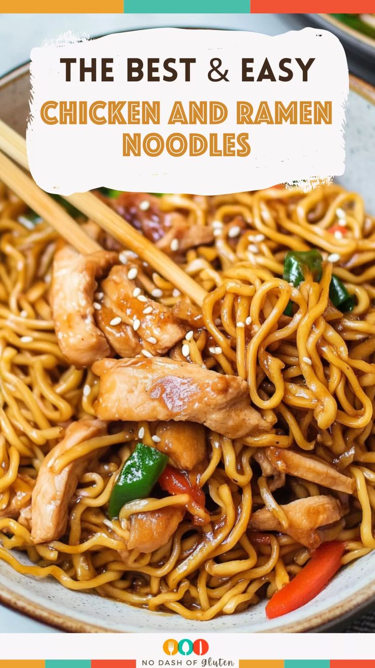 Chicken and Ramen Noodles Ramen Noodle Meals Dinners, Sweet And Spicy Ramen Noodles, Healthy Ramen Noodles Recipes, Chicken With Rice Noodles Recipes, Lunch Ideas With Noodles, Chicken Soup With Ramen Noodles, Ramen Dishes Recipes, Dinner With Ramen Noodles, Ramen Sides