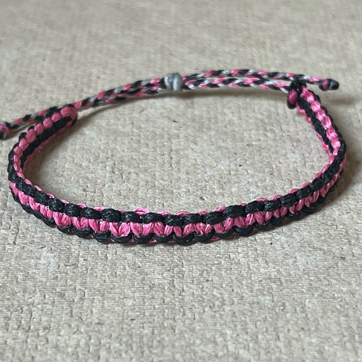 Pink, Black, And Silver Waxed Cord. Handmade By Me. Approximately 6” With 6” Extension. Make Me An Offer. Casual Pink Jewelry For Festival, Casual Black Braided Bracelets For Festival, Casual Black Braided Bracelet For Festivals, Casual Black Bracelets For Festival, Black Braided Bracelets For Festivals, Black Rave Bracelets As Gift, Handmade Adjustable Edgy Bracelets, Casual Pink Festival Bracelet, Pink Rave Friendship Bracelets Gift