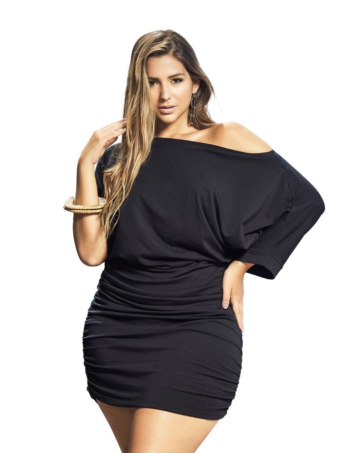 Fun and flirty, this off-the-shoulder LBD was made for summertime fun! It has short dolman sleeves and shirred sides. This stretchy bodycon dress would look great with strappy sandals and swingy earrings. Show off your shoulders in this plus-size dress that's perfect for summertime cocktail parties. Mapalé Feeling Summer Off The Shoulder Dress | Black | Swimsuits | Materials & Care Instructions: ['63% Polyester, 4% Elastane, 33% Cotton', 'Hand wash', 'Imported'] Summer Evening Mini Dress With Boat Neck, Boat Neck Off-shoulder Dress For Summer Party, Summer Off Shoulder Boat Neck Dress For Party, Summer Party Off Shoulder Dress With Boat Neck, Off-shoulder Bodycon Dress For Day Out, Summer Off-shoulder Bodycon Dress For Brunch, Off-shoulder Bodycon Dress For Summer Brunch, Chic Summer Off Shoulder Dress For Night Out, Summer Boat Neck Dress For Night Out